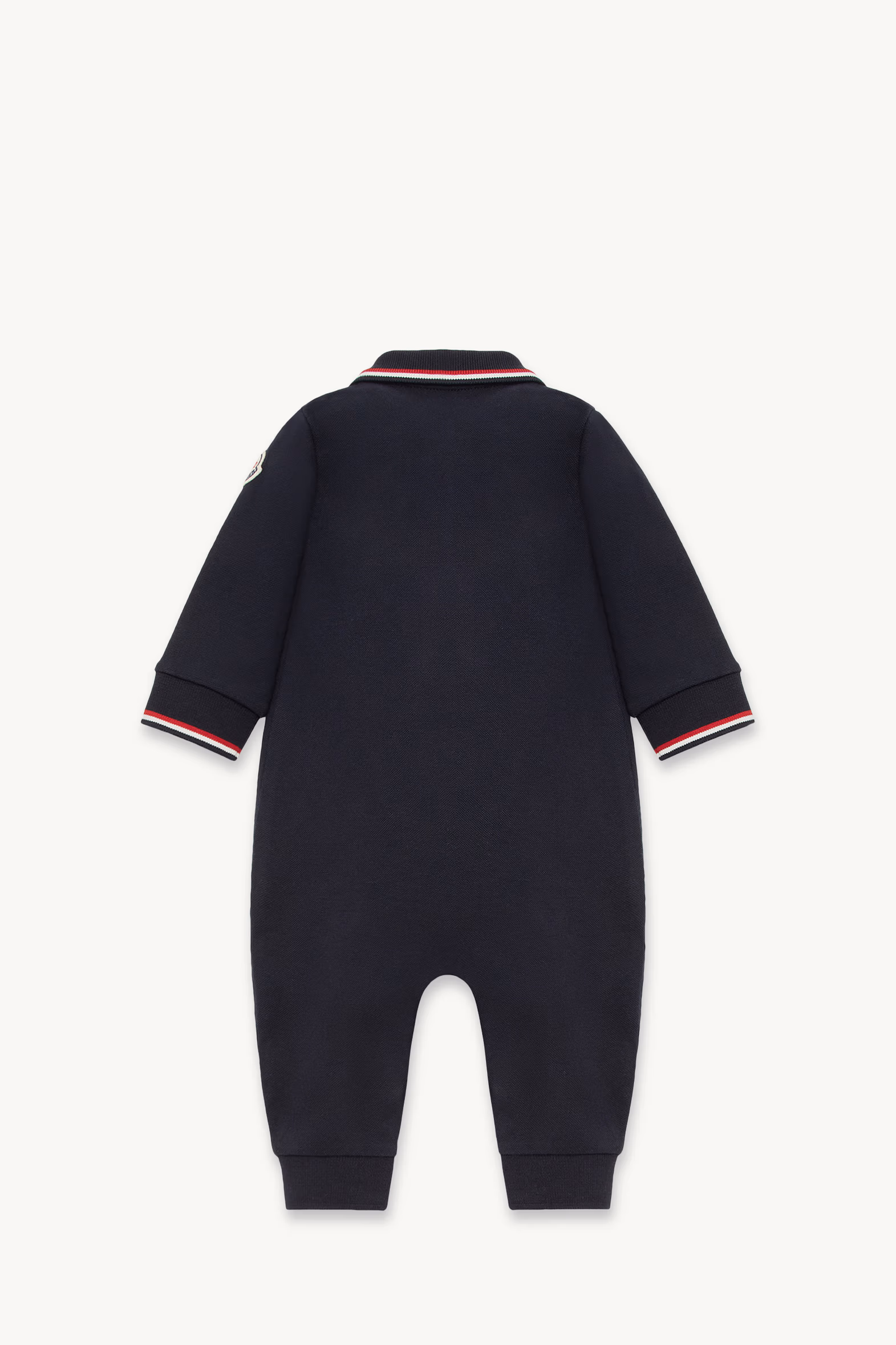 Barboteuse en piqué de coton à bords tricolores Garçon Bleu marine Moncler 3